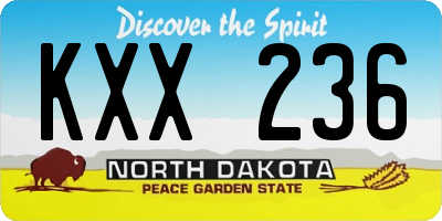 ND license plate KXX236