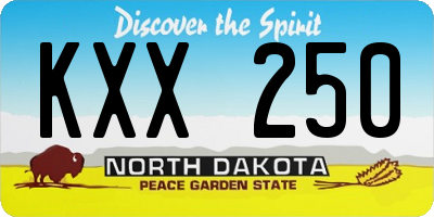 ND license plate KXX250