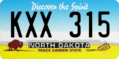 ND license plate KXX315