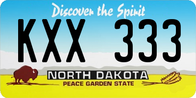 ND license plate KXX333