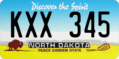 ND license plate KXX345