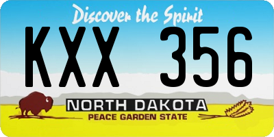 ND license plate KXX356