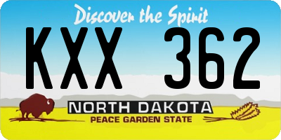 ND license plate KXX362