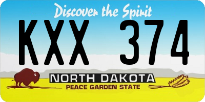 ND license plate KXX374