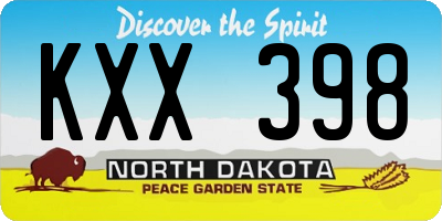 ND license plate KXX398