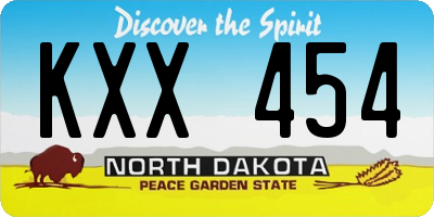 ND license plate KXX454