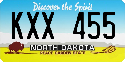 ND license plate KXX455