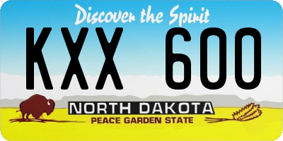 ND license plate KXX600