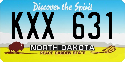 ND license plate KXX631