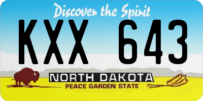 ND license plate KXX643