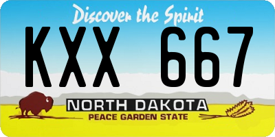 ND license plate KXX667