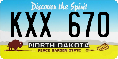 ND license plate KXX670