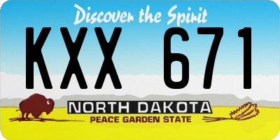 ND license plate KXX671