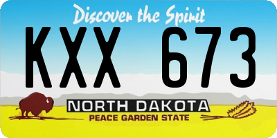 ND license plate KXX673