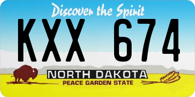 ND license plate KXX674
