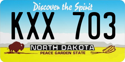 ND license plate KXX703