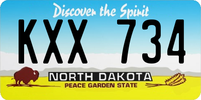 ND license plate KXX734