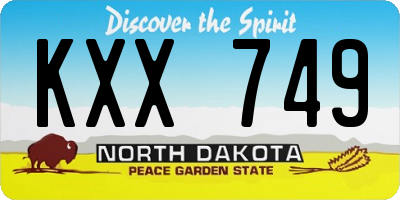 ND license plate KXX749