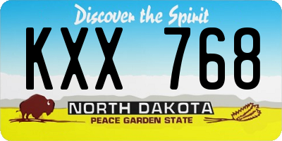 ND license plate KXX768