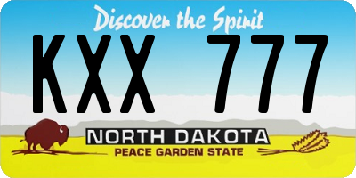 ND license plate KXX777