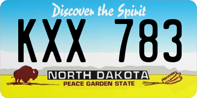 ND license plate KXX783