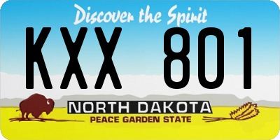 ND license plate KXX801