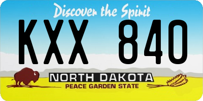 ND license plate KXX840