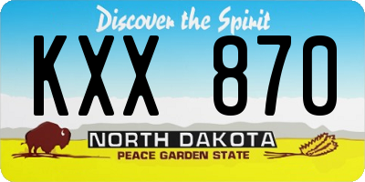 ND license plate KXX870