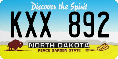 ND license plate KXX892
