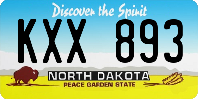 ND license plate KXX893