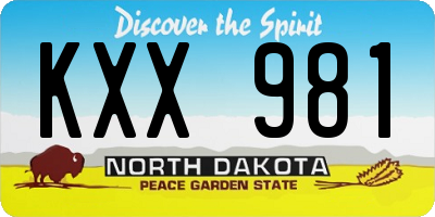 ND license plate KXX981