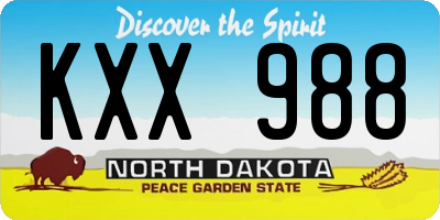 ND license plate KXX988