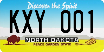 ND license plate KXY001