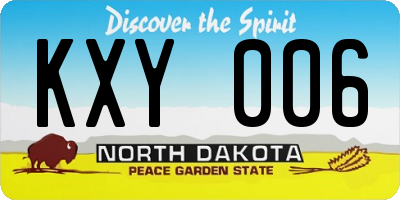 ND license plate KXY006