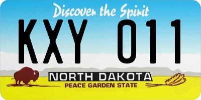 ND license plate KXY011