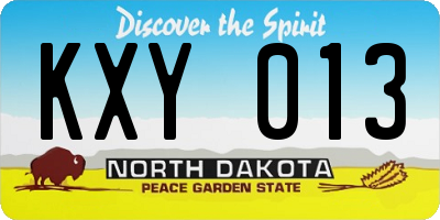 ND license plate KXY013