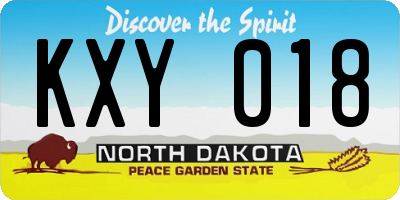 ND license plate KXY018