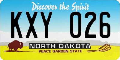 ND license plate KXY026