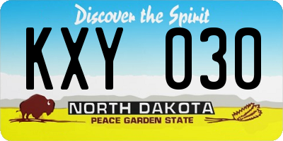 ND license plate KXY030
