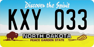 ND license plate KXY033