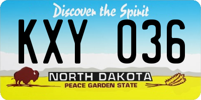 ND license plate KXY036