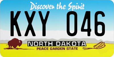 ND license plate KXY046
