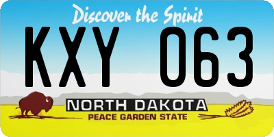 ND license plate KXY063