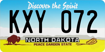 ND license plate KXY072