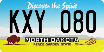 ND license plate KXY080