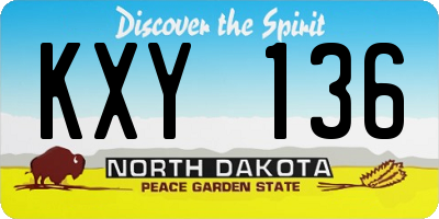 ND license plate KXY136