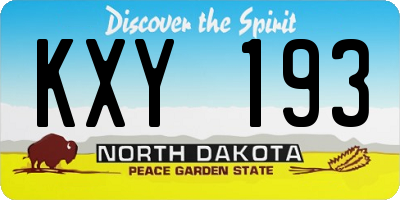 ND license plate KXY193