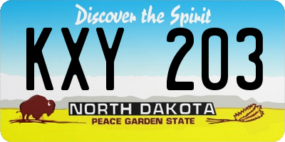 ND license plate KXY203