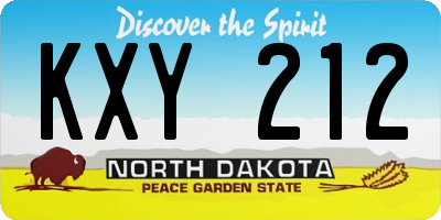 ND license plate KXY212