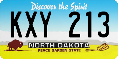 ND license plate KXY213